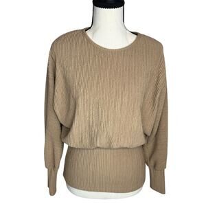 Buckle Black Beige Ribbed Sweater XS Dolman Sleeve